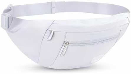 Large White Fanny Pack Sling Bag Trendy Travel Essentials for Women Men | Stylish,4-Zipper Pockets,Adjustable Belt,Fashion Cross Body Bag for Enjoy Yoga Traveling Workout Running Shopping