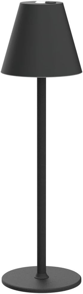 Timjorman Modern LED Cordless Table Lamp, 4000mAh Rechargeable Battery, 3 Level Brightness Night Light, Metal Shell, Minimalist Design, for Couples Dinner/Coffee Table/Restaurant/Bedroom, Black
