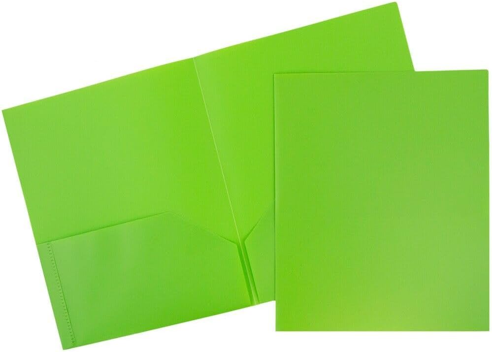 JAM PAPER Plastic 2 Pocket POP Folders - Durable School Folders - Assorted Primary Colors - Bulk 144 Folders/Box (24 Assorted Packs of 6)