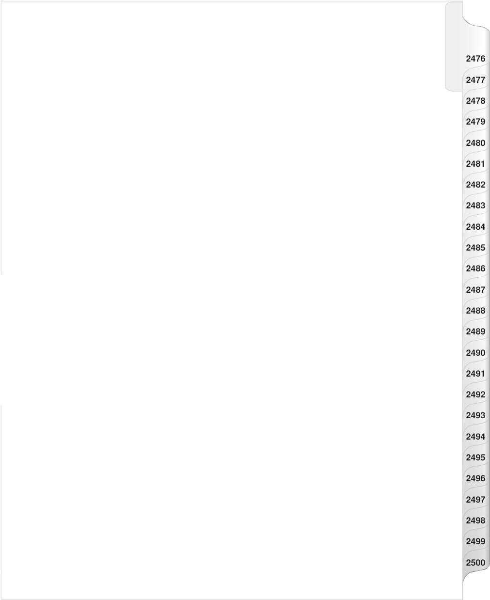 Exhibitindexes® Side Collated Exhibit Tabs AVE Style Bold Tabs Set of 2476-2500 | Made in The USA