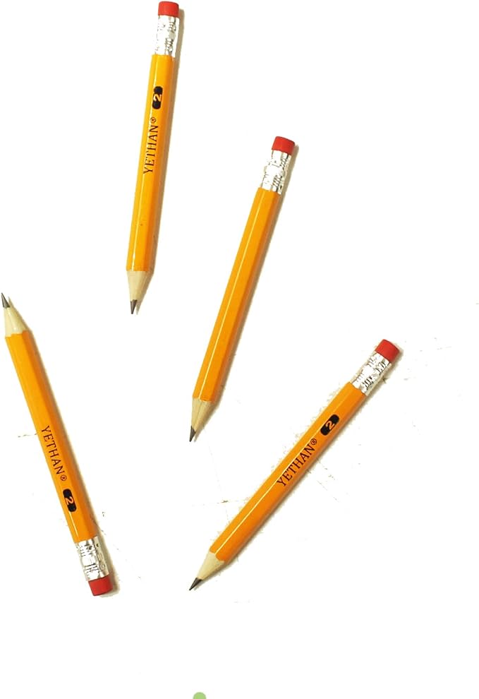 Golf Pencils with Eraser Tops, 400 Count, 4" | Pre-Sharpened, #2 HB Half Pencils, Hexagon Mini Pencil Bulk, For Classroom, Office, Home, Casino