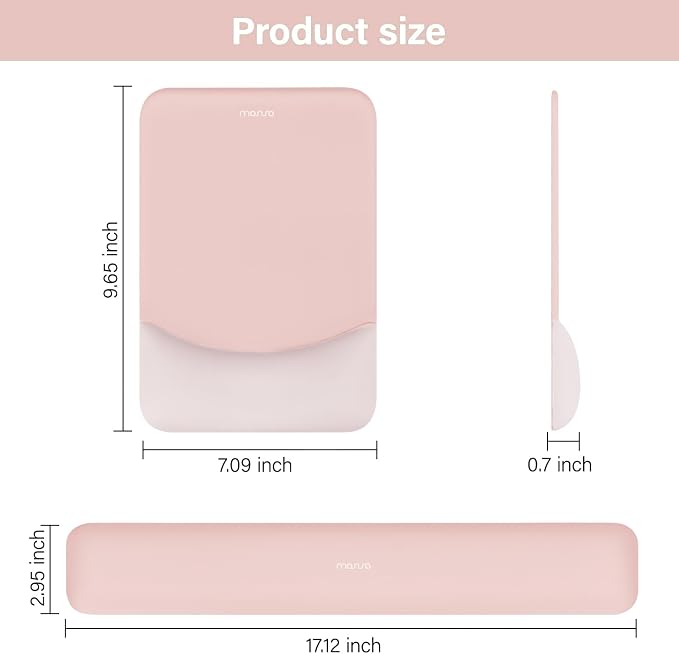 MOSISO Wrist Rest Support Mouse Pad & Keyboard Set, Baby Pink | Rectangular Ergonomic Mousepad, Non-Slip Base, Home/Office Pain Relief & Easy Typing, Neoprene Cloth & Raised Silicone Lining