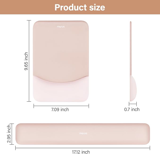 MOSISO Wrist Rest Support Mouse Pad & Keyboard Set, Apricot | Rectangular Ergonomic Mousepad, Non-Slip Base, Home/Office Pain Relief & Easy Typing, Neoprene Cloth & Raised Silicone Lining