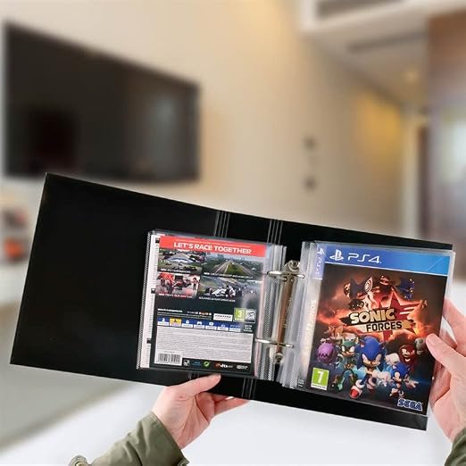 Tarifold Binder Sleeves for PS4 Games, 2-Ring Holes, Closing Flap, 25 Pack | Holds PS4 game disc and cover, 2-ring holes, 120-micron polypropylene, scratch-resistant, saves up to 70% storage space