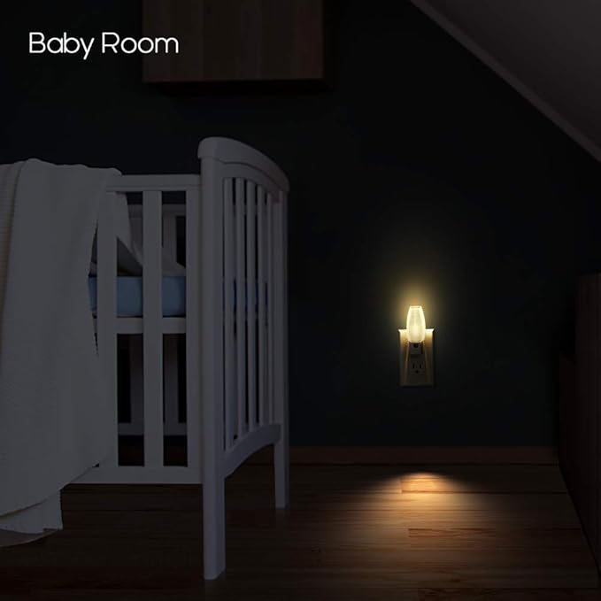 Emotionlite 8 Pack Plug in Night Light, Warm White LED Nightlight, Dusk to Dawn Sensor, Kids, Nursery, Bedroom, Bathroom,Hallway, Stairs, Kitchen