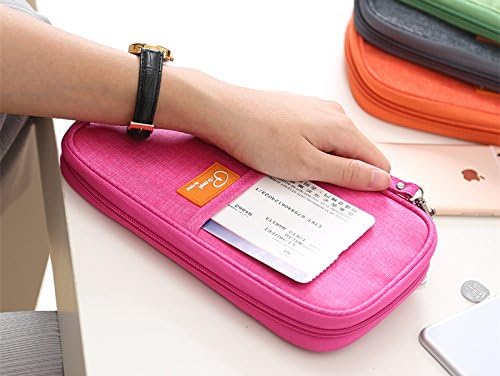 VanFn RFID Travel Passport Wallet, Family Passport Holder, Trip Document Organizer P.Travel Series (Rose Red)