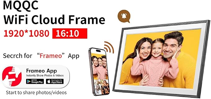 FRAMEO 15.6 Inch 32GB WiFi Digital Photo Frame 1920 * 1080 IPS FHD Touch Screen Smart Digital Picture Frame, Wall Mountable, Auto-Rotate, Share Moments Instantly via Frameo App from Anywhere