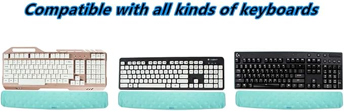 BRILA Memory Foam Keyboard Wrist Rest Support Pad Cushion for Computer, Laptop, Office Work, PC Gaming, Non-Slip Wrist Pain Relief (Aquamarine Keyboard Pad)