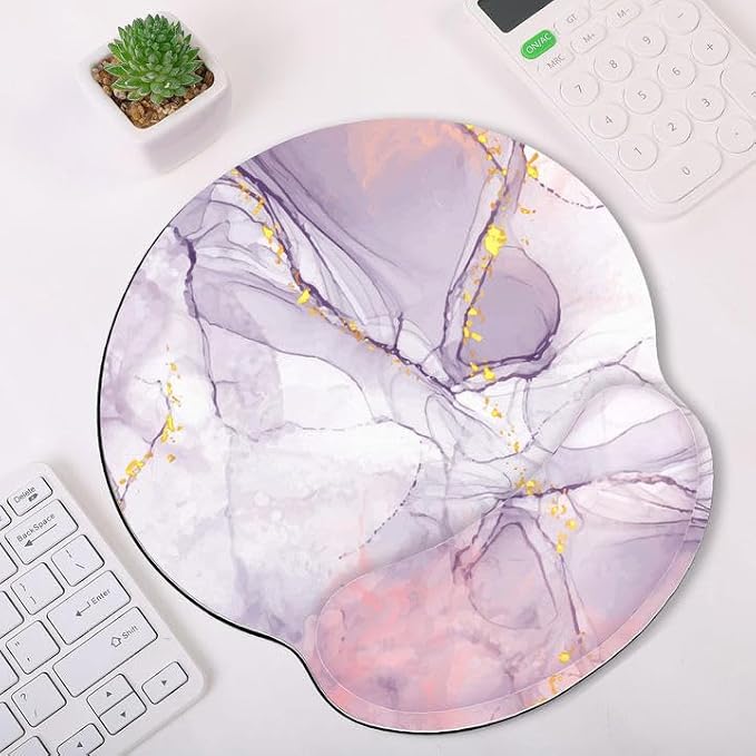 KONVINIT Ergonomic Mouse Pad with Wrist Rest, Purple Mousepad with Non-Slip Rubber Base and Smooth Surface, Small Mouse Pads for Desk, Office Desk Accessories