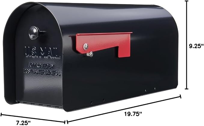 Gibraltar Mailboxes Tuff Body Large Capacity Galvanized Steel Black, Post-Mount Mailbox, TB1B0000