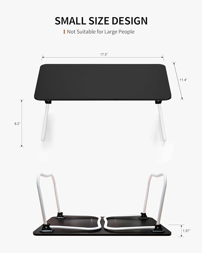 FISYOD Foldable Lap Desk, Laptop Bed Desk, Portable Bed Table, Laptop Stand for Bed & Couch, Lightweight & Mini - Black