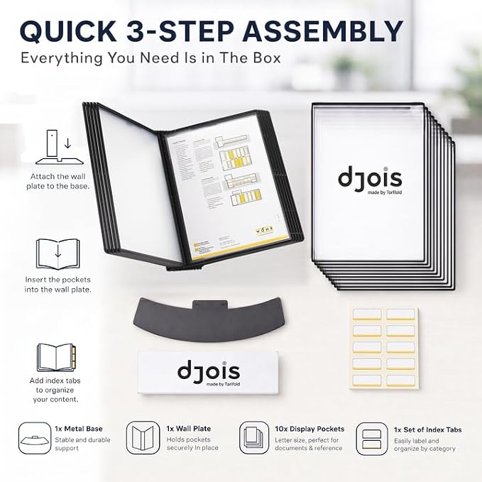 Tarifold Desktop Reference System, 10 Pockets with Easy-Load Design, Black | Tarifold Desktop Reference System, 10 Pockets with Easy-Load Design, Black