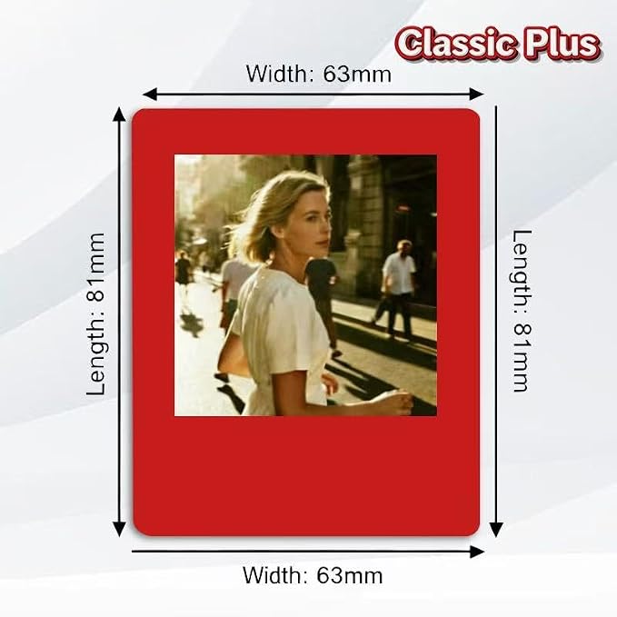 E-Paper Fridge Magnet Classic Plus, E-Ink Battery-Free Instant Photo Style Display, Wireless NFC Picture Frame, Phone-Controlled Acrylic Memo Board for Party/Travel/Home & Gifts, Compatible iPhone 13 and Newer (Red)