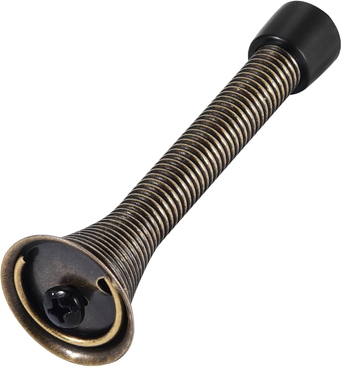 KISEER 24 Pack Spring Door Stops 3 1/4 Inch Flexible Heavy Duty Spring Door Stopper with RustProof Screw Rubber Bumper Tips (Oil Rubbed Bronze)