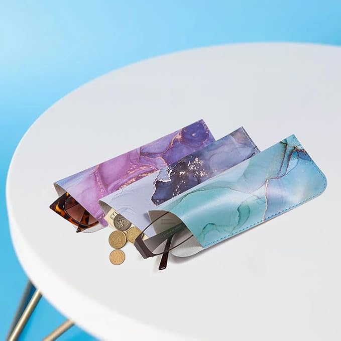 TRIUMPH VISION 3 Pack Reading Glasses Pouch Soft Case Eyeglass Sleeve Slim | Alternative to Bulky Case in bag, Lightweight Lined Padded Protect Optical lens Slip in, Cute Pattern Portable for Daily Use