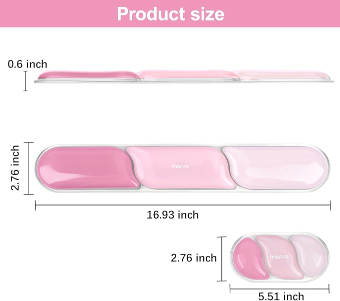 MOSISO Gel Keyboard Wrist Rest&Wrist Support for Mouse, Streamlined | Ergonomic Soft Cooling Gel Mousepad Pain Relief Easy Typing Pad Non-Slip Computer Laptop Home/Office, Cherry Pink