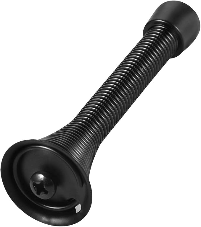 KISEER 24 Pack Spring Door Stops 3 1/4 Inch Flexible Heavy Duty Spring Door Stopper with RustProof Screw Rubber Bumper Tips (Black)
