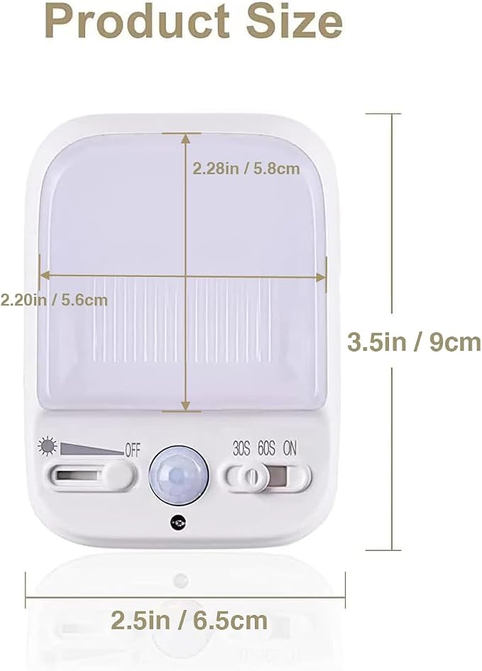 LED Night Light Plug into Walls, Plug-in, Dusk to Dawn Motion Sensor with 4 Lighting Modes, Brightness Adjustable Warm White, Energy Efficient, Ideal Nightlight for Elderly, Baby, Kids (2 Pack)