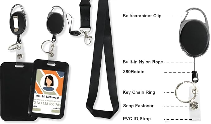 Retractable ID Badge Holder with Breakaway Lanyard,Heavy Duty Badge Reel,Detachable Keychain, Cruise Ship Cards Holder,for Nurse Officer Teacher Security Staff Women Men(Purple)