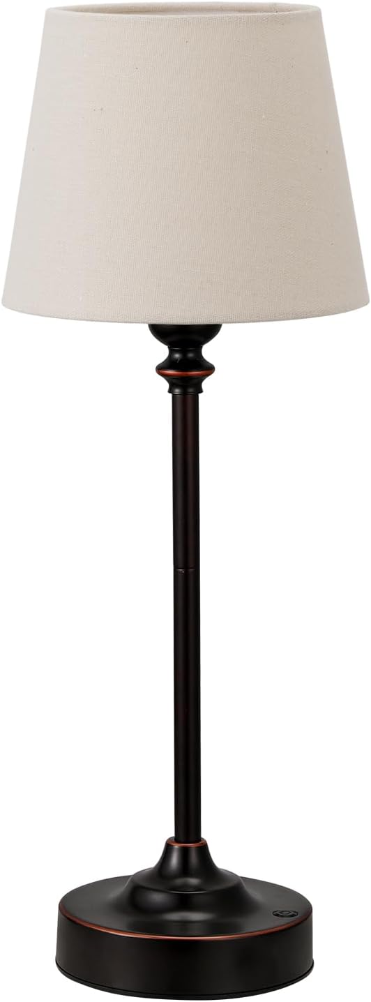 Cordless Table Lamp Rechargeable Bronze - 1 Pack Brass 4000mAH Battery Operated Lamp for Decor, 3000K Stepless Dimming Touch Control Wireless Lamp for Bedroom, Dining Table, Counter, Living Room
