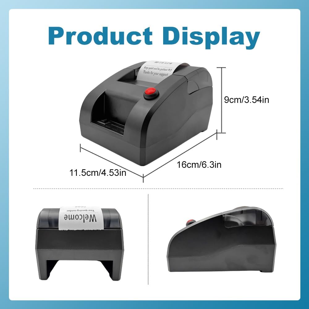 Ticket Dispenser Take a Number 57mm Receipt Ticket Thermal Printer for Queue Can Edit Print Text via PC Show 3-Digits Waiting Number for Haunted House
