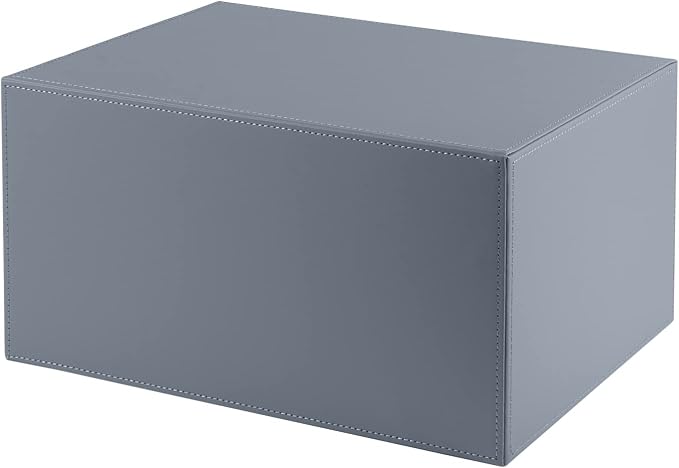 PU Leather Desk Organizer with 3 Drawers,Executive Office Supplies Desktop Filing A4 File Cabinet/Holder for Jewelry/Bill/Paper/Documents/Makeup Home Decor Stationery Storage Box,Grey