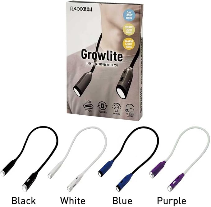 Neck Reading Light, 3 Color & Brightness Adjustable Book Light for Reading in Bed, Hands-Free, Lightweight, USB C Rechargeable, Eye-Caring, Perfect for Crafts, Camping, Kids & Adults (purple)