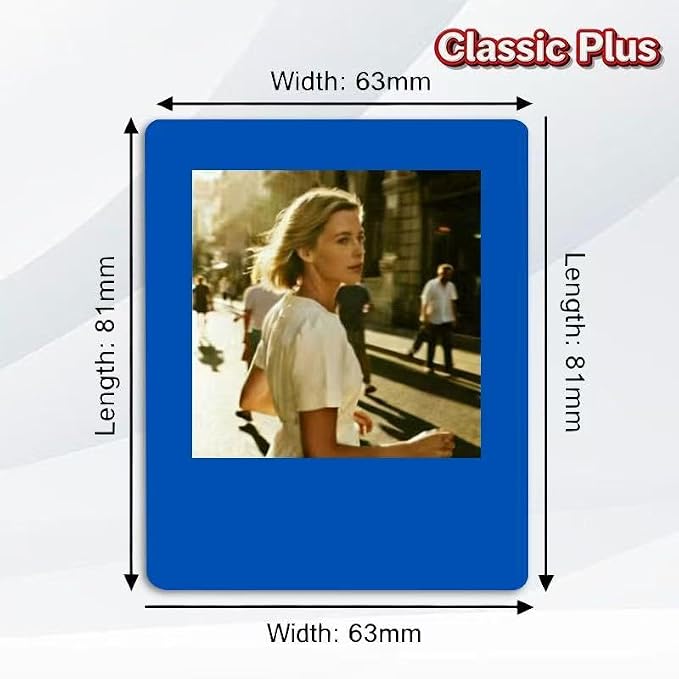 E-Paper Fridge Magnet Classic Plus, E-Ink Battery-Free Instant Photo Style Display, Wireless NFC Picture Frame, Phone-Controlled Acrylic Memo Board for Party/Travel/Home & Gifts, Compatible iPhone 13 and Newer (Blue)