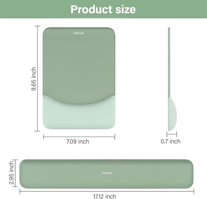 MOSISO Keyboard Wrist Rest & Mouse Pad with Wrist Rest, Green | Rectangular Ergonomic Mousepad, Non-Slip Base, Home/Office Pain Relief & Easy Typing, Neoprene Cloth & Raised Silicone Lining