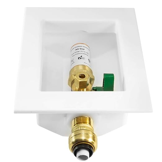 EFIELD Push-fit Pre-Assembled Ice Maker Outlet Box, 1/2-Inch Push-Fit Connection with Installed 1/4-Turn Ball Valve with Copper Water Hammer Arrestor,(IM010)
