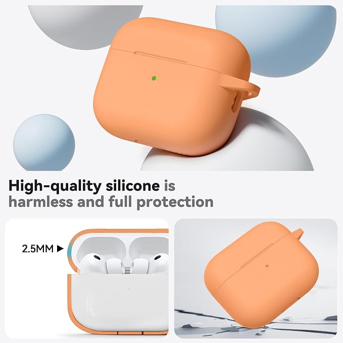 Ljusmicker for AirPods Pro 3 Case 2025 with Cleaner Kit,Salmon | Soft Silicone Protective Cover for Apple AirPod Pro 3rd Generation Case with Keychain for Women Men,Shockproof