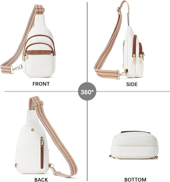 BOSTANTEN Sling Bag for Women Leather Crossbody Bags Fanny Pack Chest Bag for Travel | Adjustable Wide Strap, Small, Anti Theft, Lightweight, Multi Pockets and Carrying Way, Card Slot, Cute Trendy for Everyday