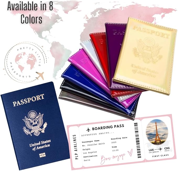Chrome Passport Cover Vaccine Card Holder Combo, Passport Holder with Vaccine Card Slot (Black)