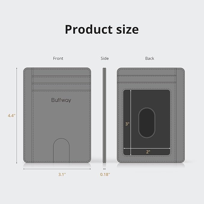 Buffway Slim Minimalist Front Pocket RFID Blocking Leather Wallets for Men and Women - Carbon Fiber Blue
