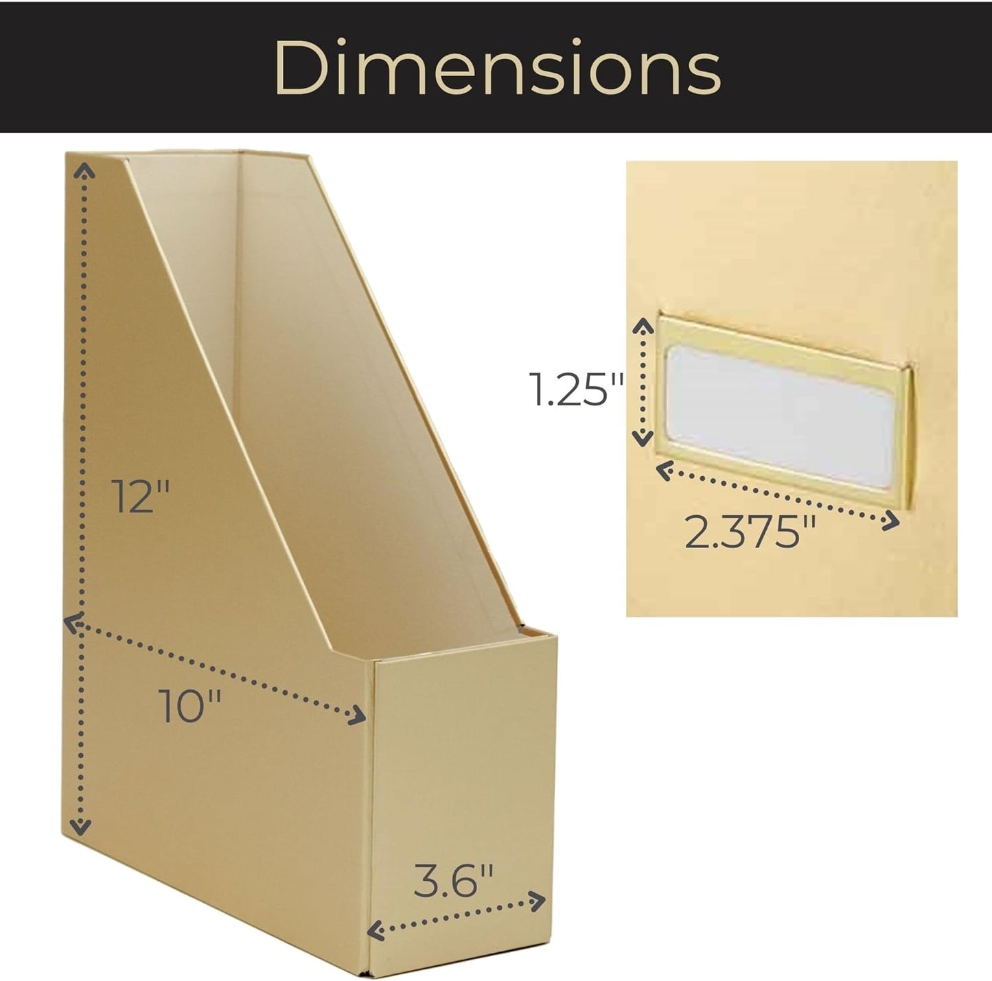 BLU MONACO Gold Magazine File Holder Set of 4 – Stylish Desk Organizer for Home & Office - Elegant Supplies, Bookends & Durable File Holders for a Gold Office Decor