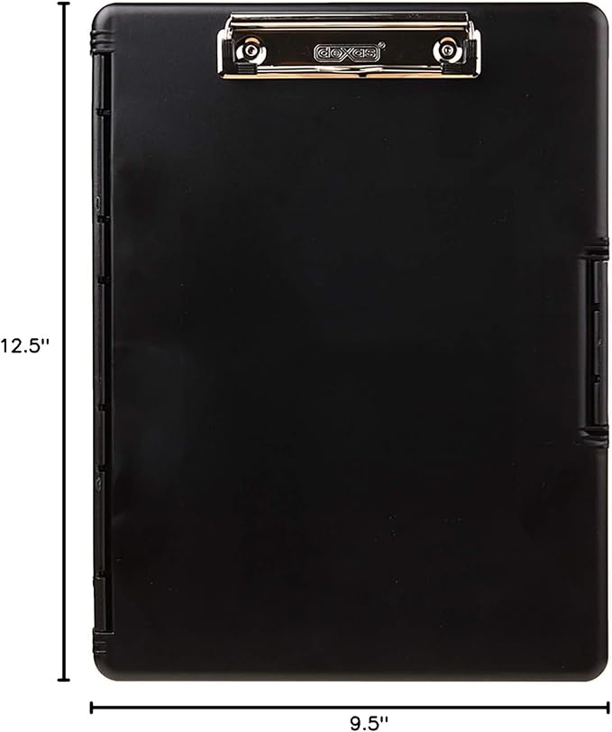 Dexas Slimcase 2 Plastic Clipboard with Storage and Side Opening,Black,Office Supplies Clipboards to Organize,Carry and Store,A4 Holder,Style-and Functionality Nursing Clipboards,(Pack of 6)