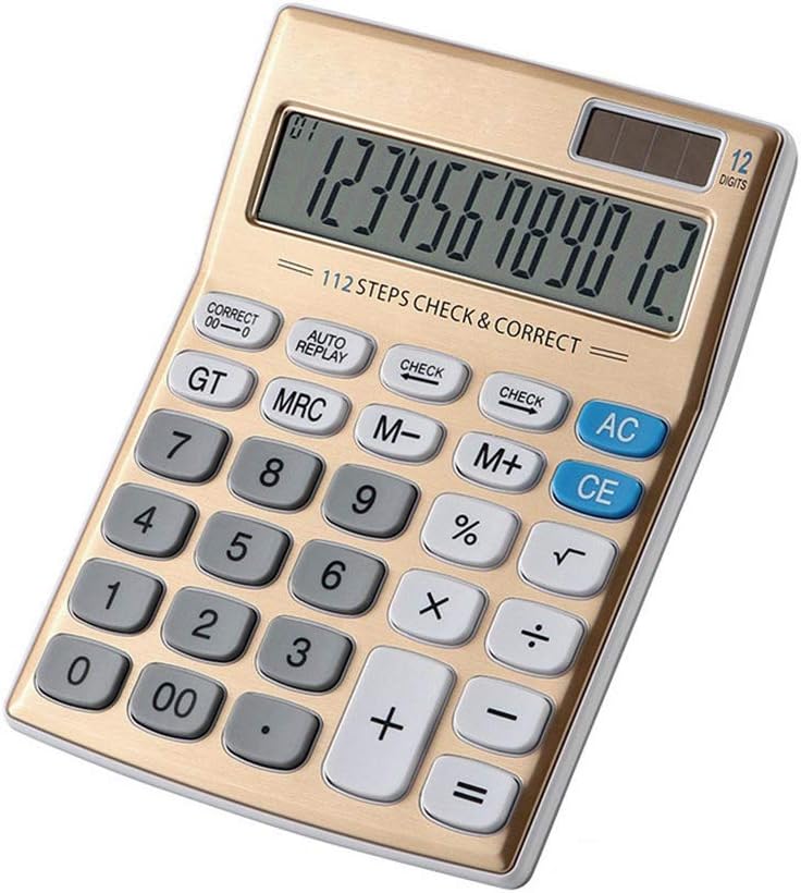 Meichoon Desktop Calculator Standard Function Solar Battery Dual Power with 12 Digit Large LCD Display Basic Calculating Machine for Office/Home Elegant Design KA05