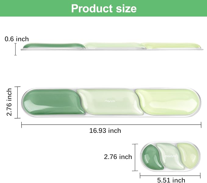 MOSISO Gel Keyboard Wrist Rest&Wrist Support for Mouse, Streamlined | Ergonomic Soft Cooling Gel Mousepad Pain Relief Easy Typing Pad Non-Slip Computer Laptop Home/Office, Green