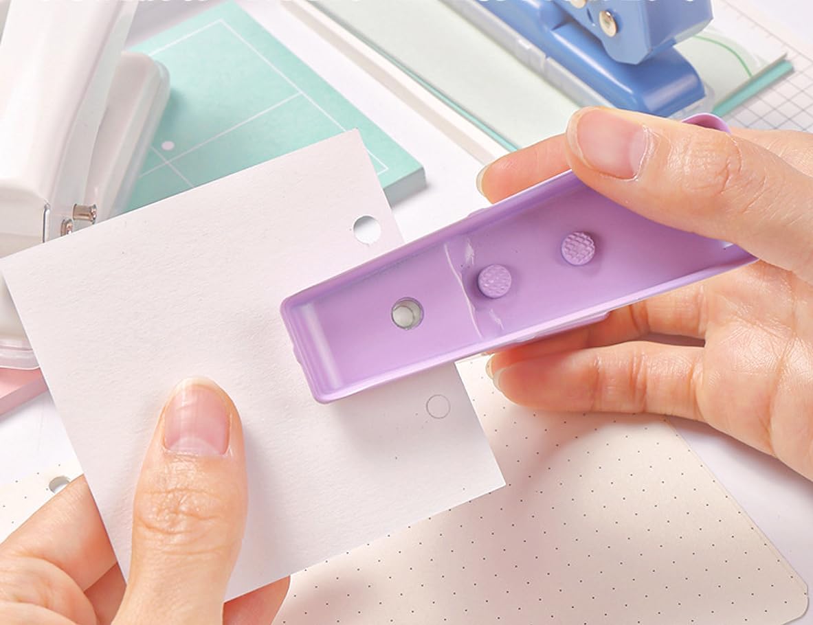 Single Hole Punch, 40 Sheets Punch Capacity Hole Puncher Heavy Duty Hole Puncher Single Small Hole Punch One Hole Puncher for Crafts Paper Cards Tags Scrapbook-1/4 inch Hole, Blue