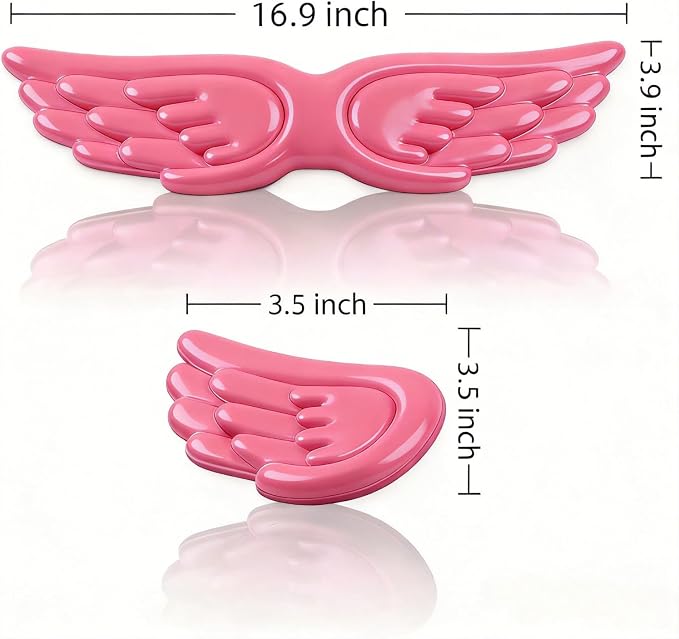 Angel Wing Wrist Rest Ergonomic Memory Foam Wrist Rest for Computer Keyboard Mouse Set with Cup Mat, Cute Gaming Keyboard Cushion Hand Support PU Leather Surface Anti-Slip Waterproof (Rose Red)