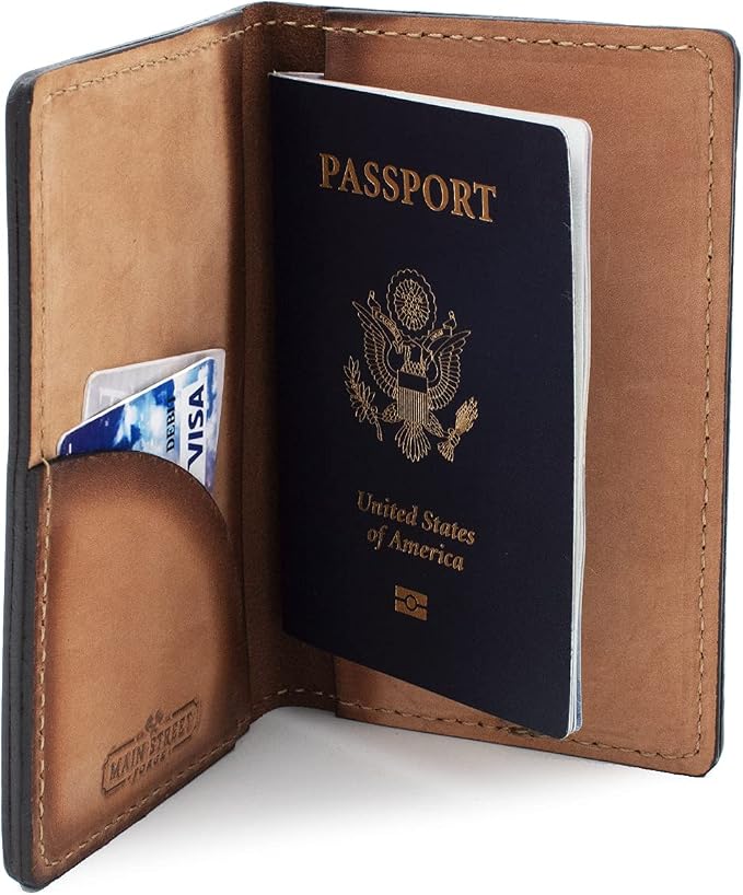 Leather Passport Holder for Men | Made in USA | 3.5" x 5.5" Field Notes Cover | Charred Oak