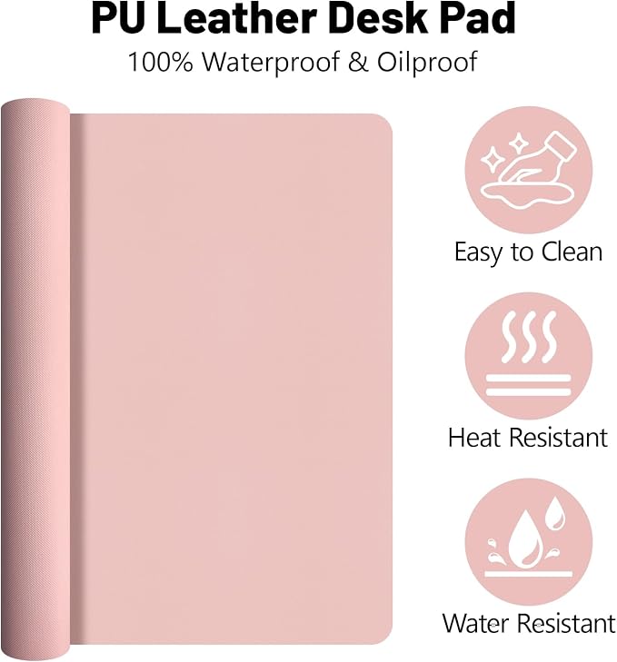 Desk Mat Set,3-in-1 Mouse Pad with Wrist Rest and Keyboard Pad | 35.4" x 16.9" Ergonomic Keyboard and Mouse Pad Set, Memory Foam Keyboard Wrist Rest, Waterproof Computer Mat, Pink