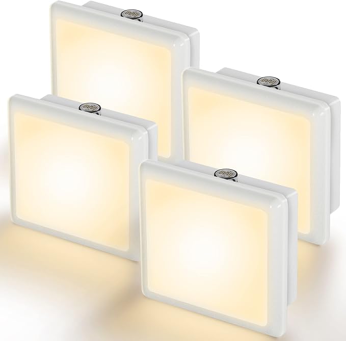 JandCase Night Light, 4 Pack Night Lights Plug into Wall with Auto Light Sensor, 3000K Warm White Nightlight Plug in, LED Night Lights for Kids Adults Bathroom Hallway Kitchen