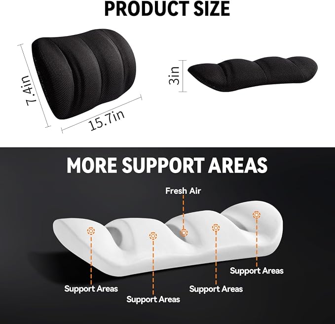 Lumbar Support Pillow for Car,Back Support for Car Seat Cushion,Adjustable Straps Securely Fixed Car Lumbar Support Pillow for Office Chair (Beige for Office Chair)