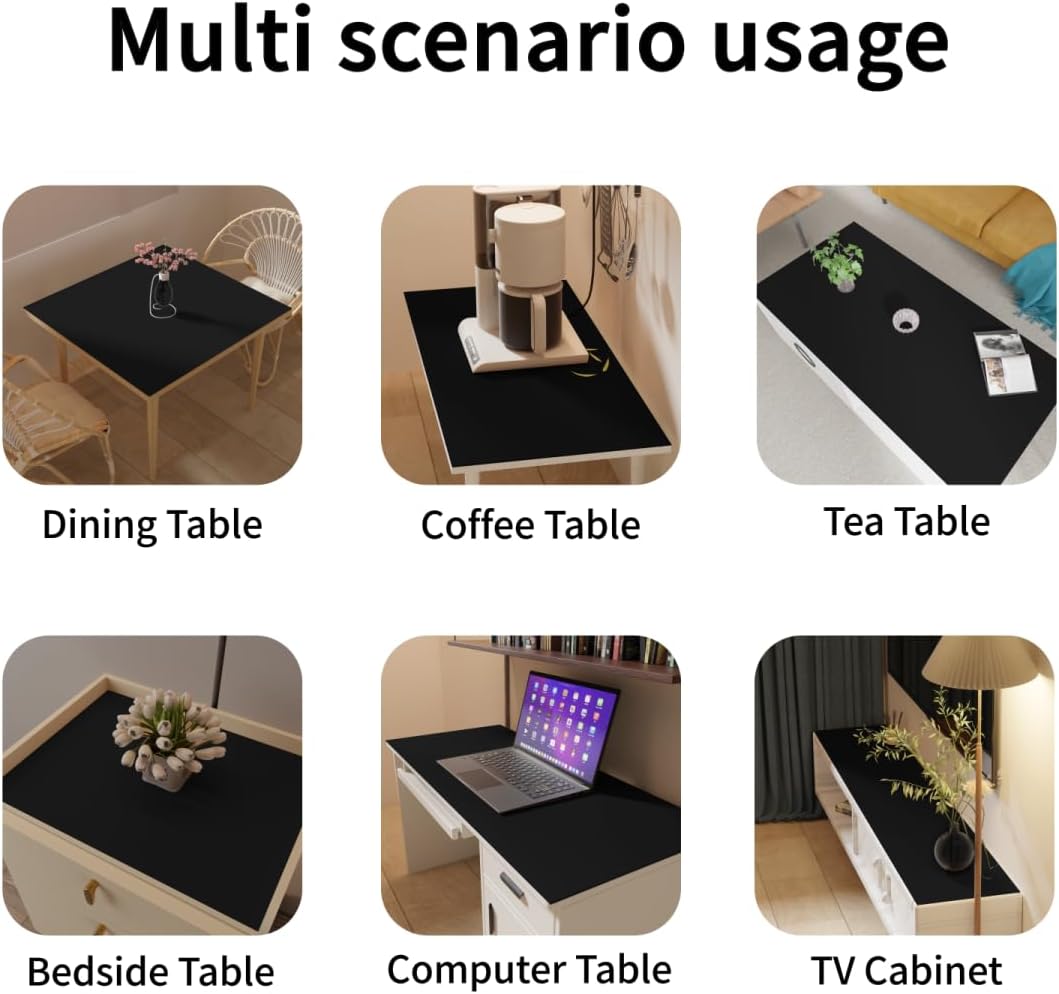 Table Cover - 26x48 Inch Waterproof Easy to Clean Can Conceal Flaws Protector The Table Top from Scratches Used for Coffee Table (Black+Black 26x48)