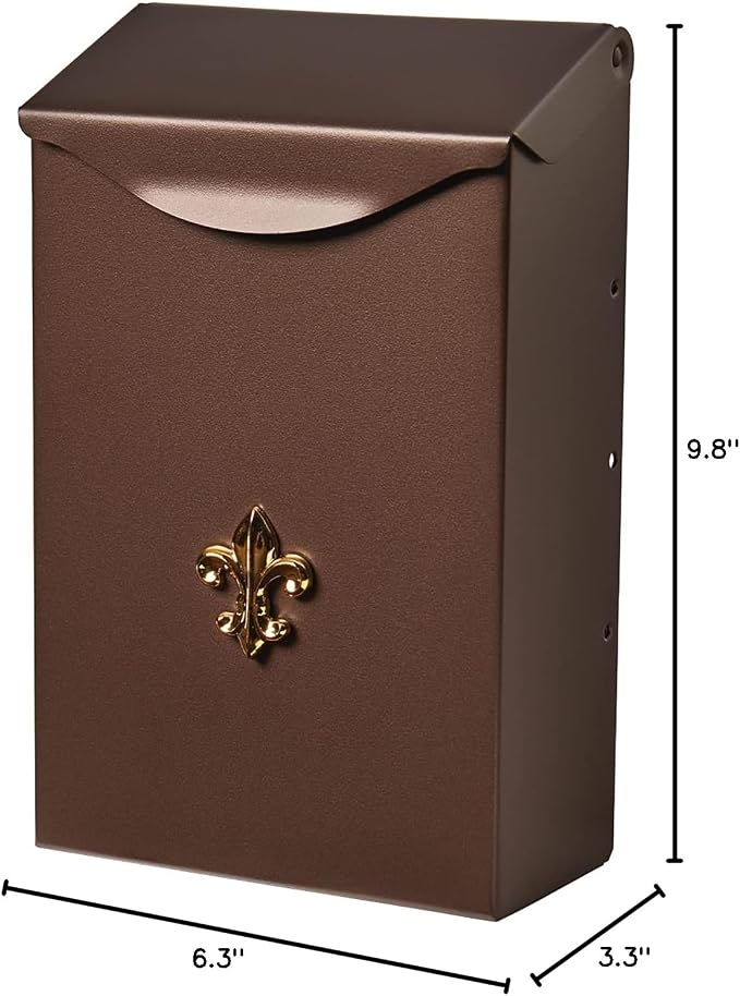 Architectural Mailboxes City Classic Wall Mount Mailbox, Bronze, Small | Galvanized steel build for outside with weather-resistant outdoor construction and a rust-resistant powder-coat finish.