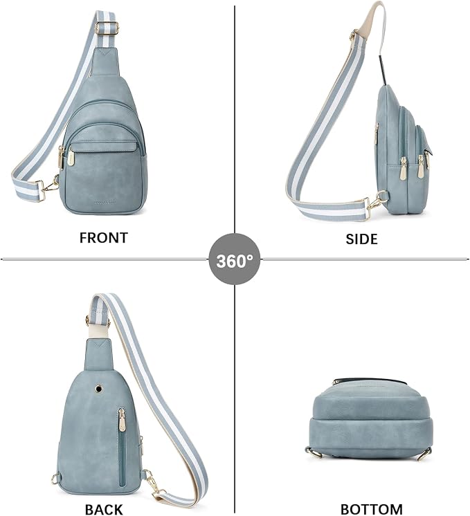 BOSTANTEN Sling Bag for Women Leather Crossbody Bags Fanny Pack Chest Bag for Travel | Adjustable Wide Strap, Small, Anti Theft, Lightweight, Multi Pockets and Carrying Way, Card Slot, Cute Trendy for Everyday