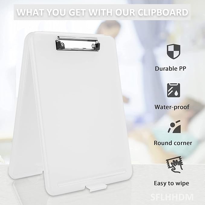 Clipboard with Storage,Storage Clipboard with Clip,Clipboards Foldable for Nurse,for 8.5x11 Paper Clip Boards,A4 Clipboards Case with Smooth Writing for Office Supplies Clip Board Case-Translucent