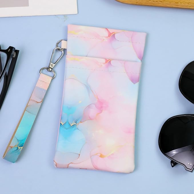 Double Eyeglass Case Soft Dual Glasses Case for Women Men Travel Squeeze Top Sunglasses Cases Eyeglasses Pouch