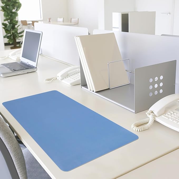 Leather Desk Pad Mat, Blue Desk Mat, 23.6" x 13.7" | Non-slip and Waterproof Computer Mat, Desk Protector for Office/Home, Desk Accessories
